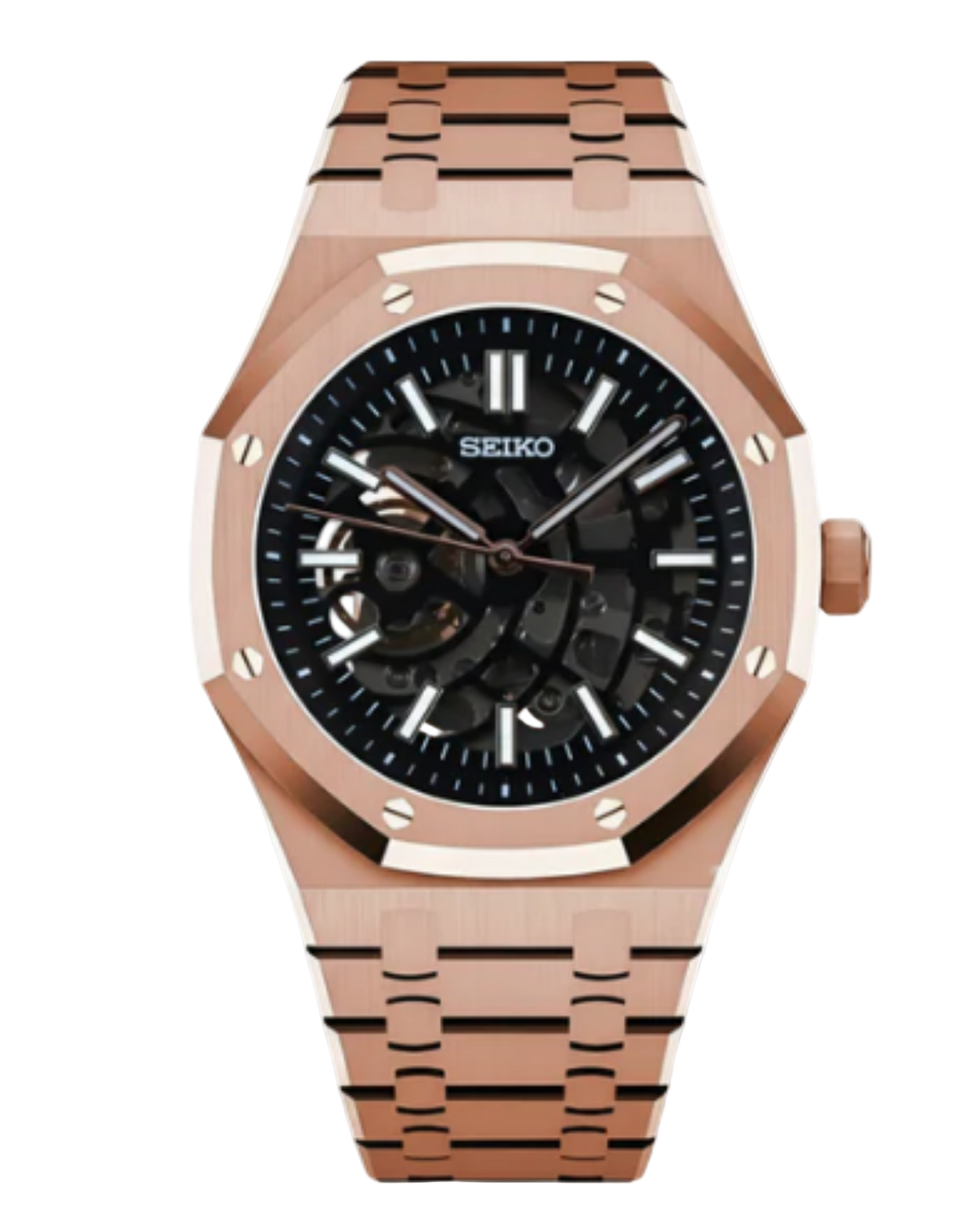 Seiko Royal Oak Mod Rose Gold Skeleton