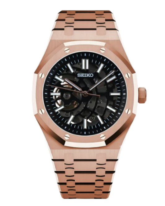 Seiko Royal Oak Mod Rose Gold Skeleton