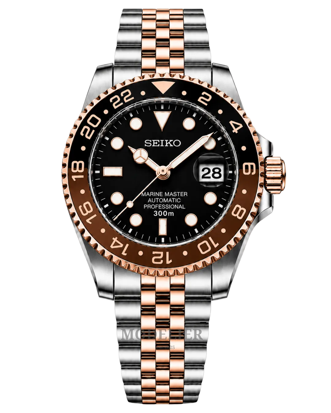 Seiko Submariner Mod Black Rose Gold Two Tone