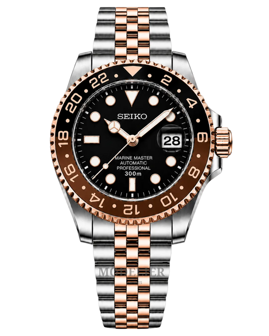 Seiko Submariner Mod Black Rose Gold Two Tone