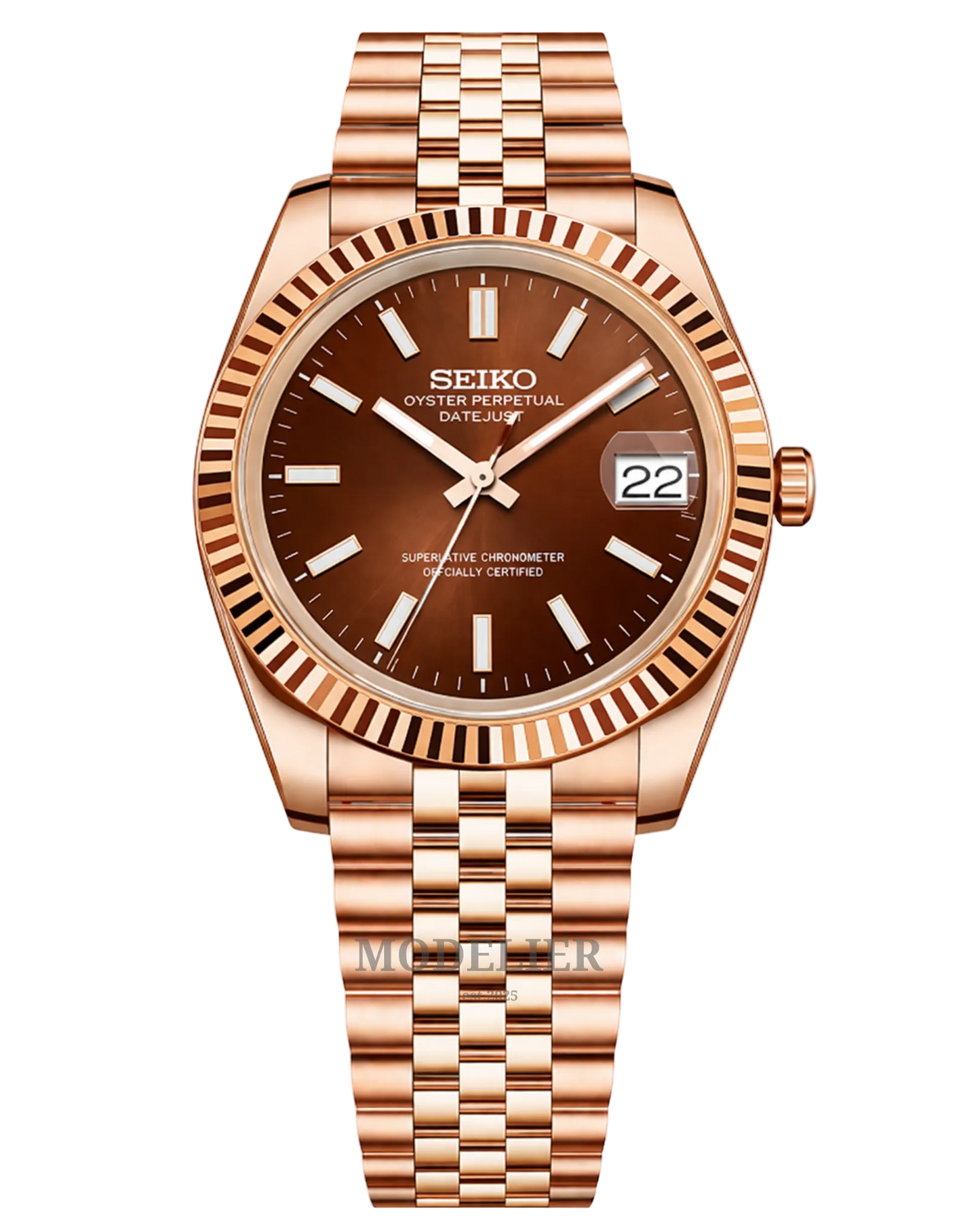 Seiko Datejust Mod Rose Gold Chocolate
