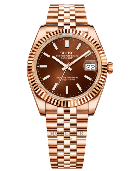 Seiko Datejust Mod Rose Gold Chocolate