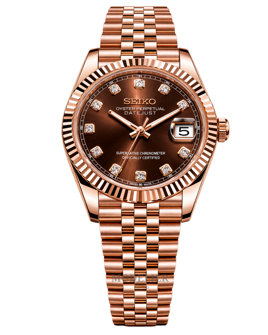 Seiko Datejust Mod Woman Rose Gold Chocolate