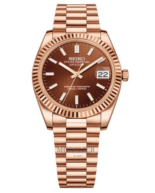 Seiko Datejust Mod Rose Gold Chocolate