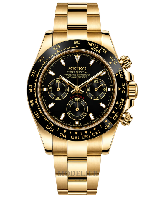 Seiko Daytona Mod Black Gold