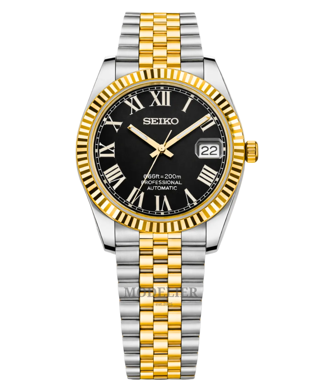 Seiko Datejust Mod Two-Tone Roman Black