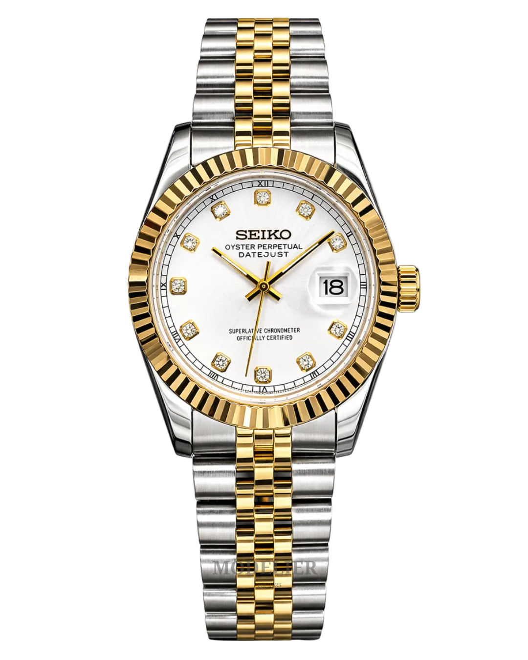 Seiko Datejust Mod Woman Two-Tone Silver Diamond