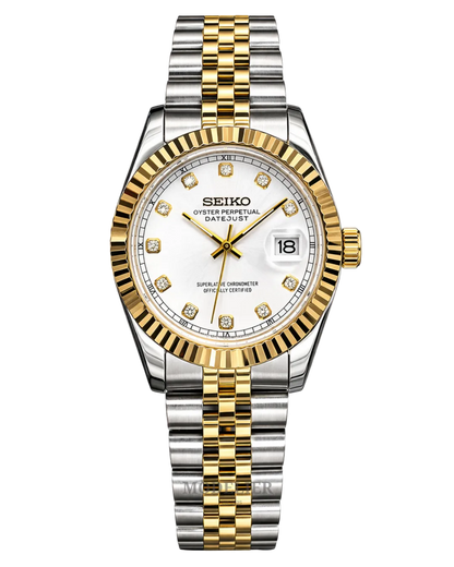 Seiko Datejust Mod Woman Two-Tone Silver Diamond
