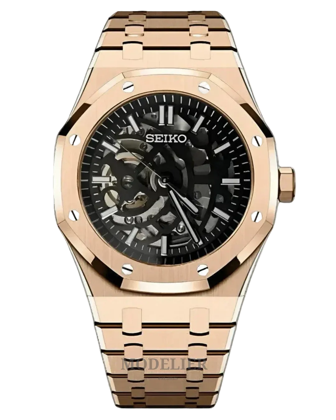 Seiko Royal Oak Mod Skeleton Rose Gold