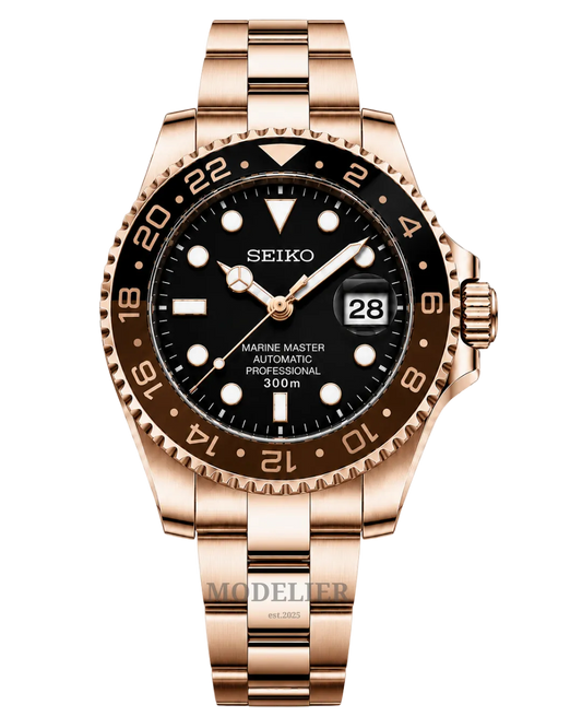Seiko Submariner Mod Black Rose Gold