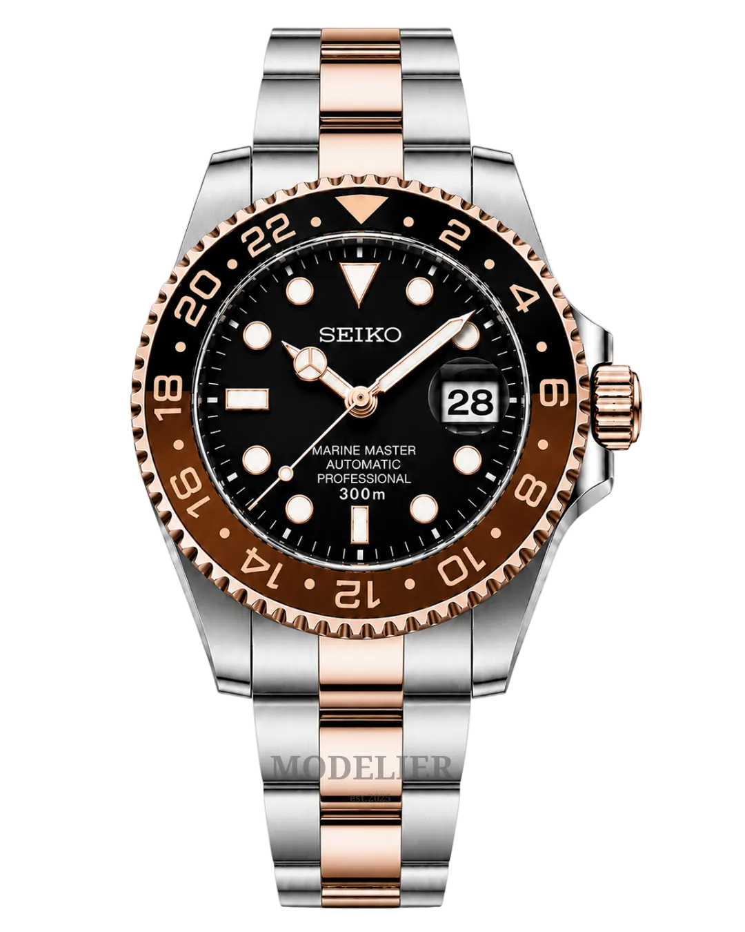 Seiko Submariner Mod Black Rose Gold Two Tone