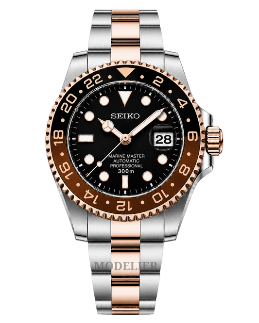 Seiko Submariner Mod Black Rose Gold Two Tone